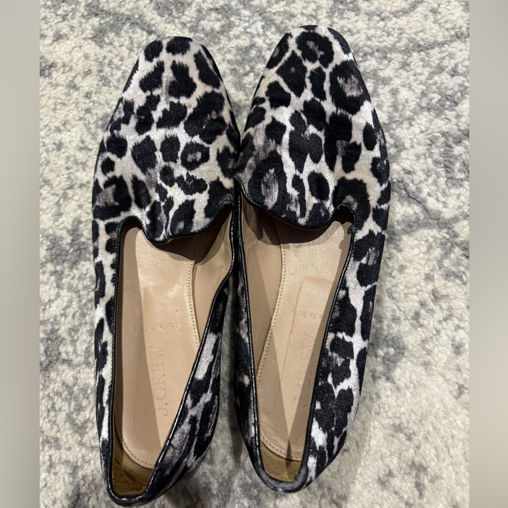 J. Crew Black and White Animal Print Loafers